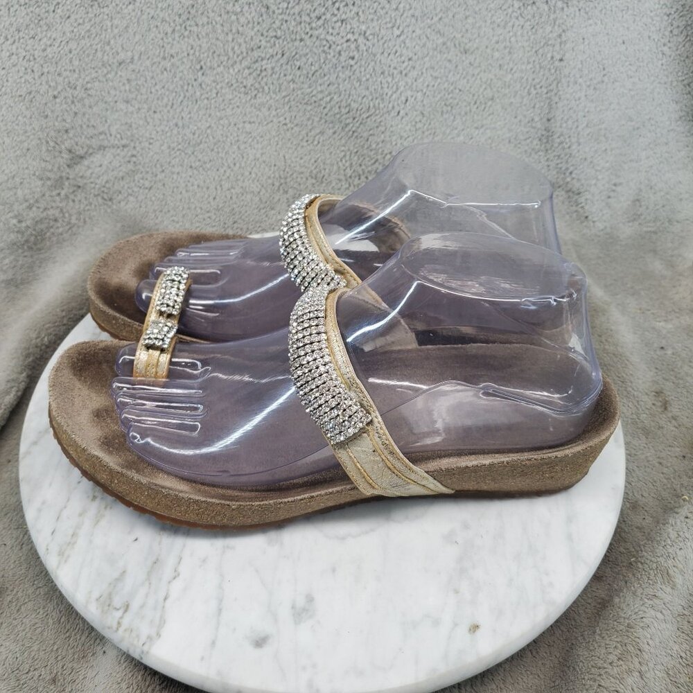Mephisto Shoes Womens EU 40 US 10 Gold Leather Rhinestone Sandals *Read*